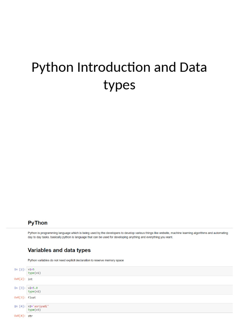 Python Introduction and Data Types | PDF
