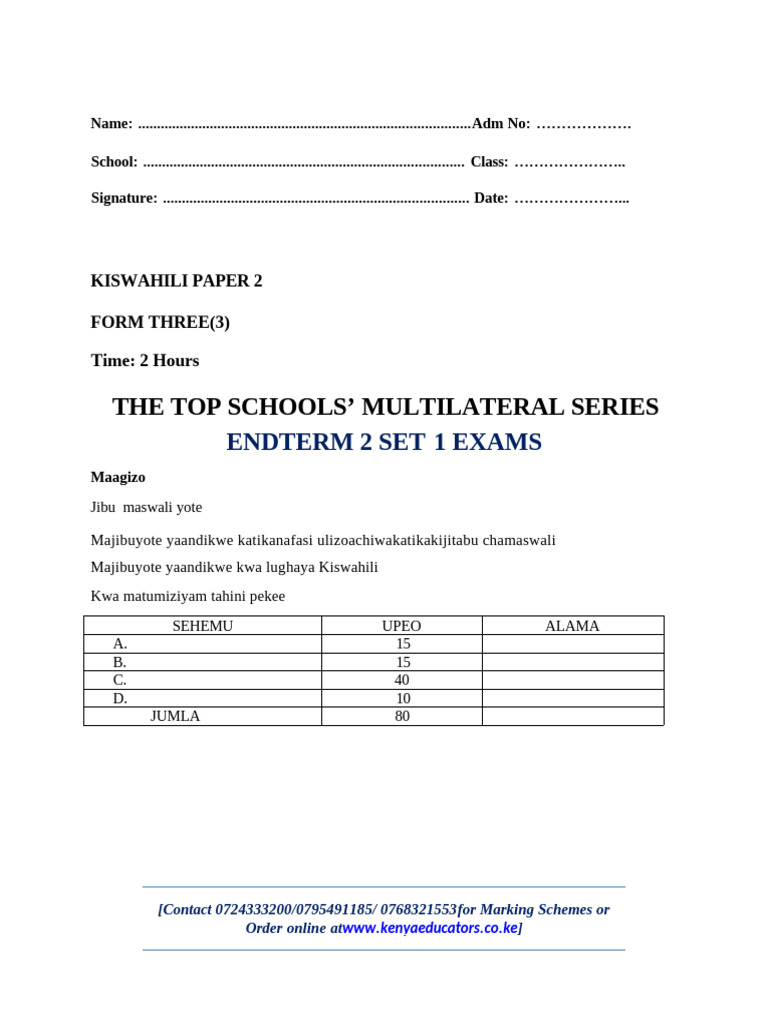 Form 3 PP2 | PDF