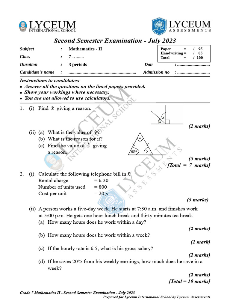 Grade 7 Mathematics - II | PDF | Mathematics