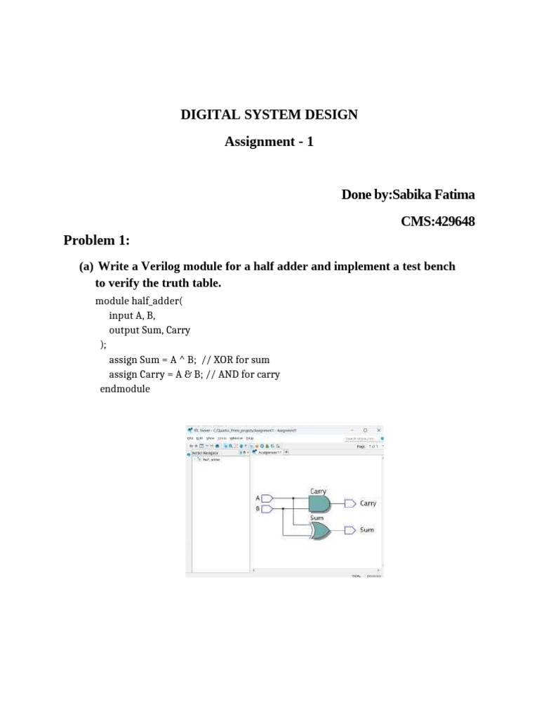 ASSIGNMENT DSD Sabika | PDF | Computer Engineering | Digital Electronics