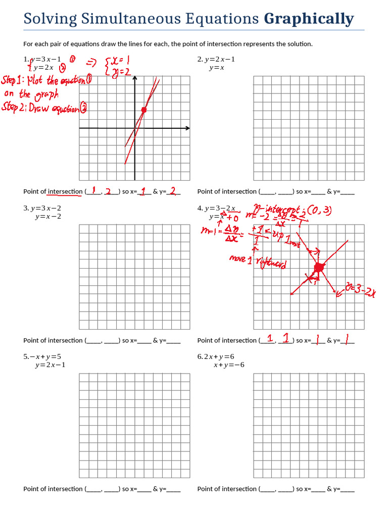 Solving Simultaneous Equations Graphically | PDF