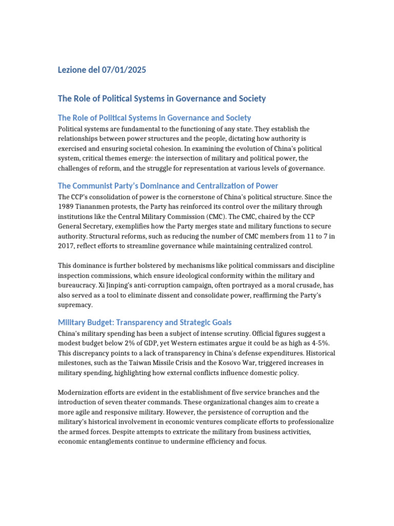 Political - Systems - Analysis 07-01-2025 | PDF | Governance | China