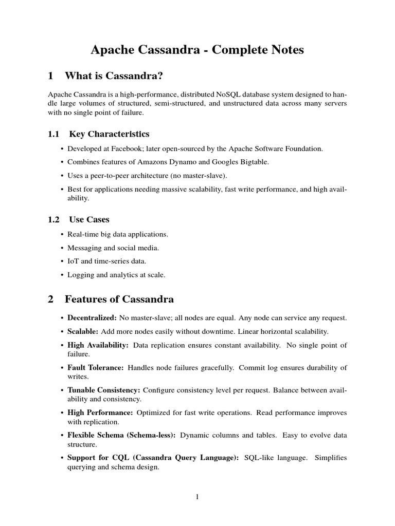 Cassandra Complete Notes | PDF | Information Technology | Computer ...