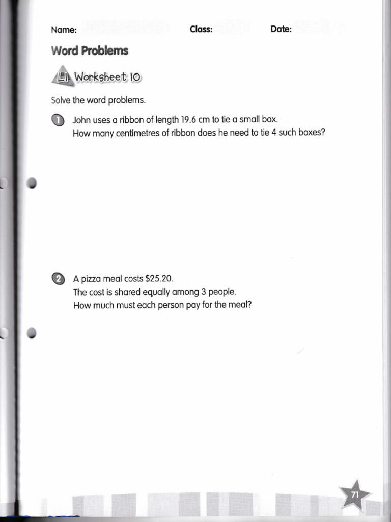 Word Problems Worksheet for Students | PDF
