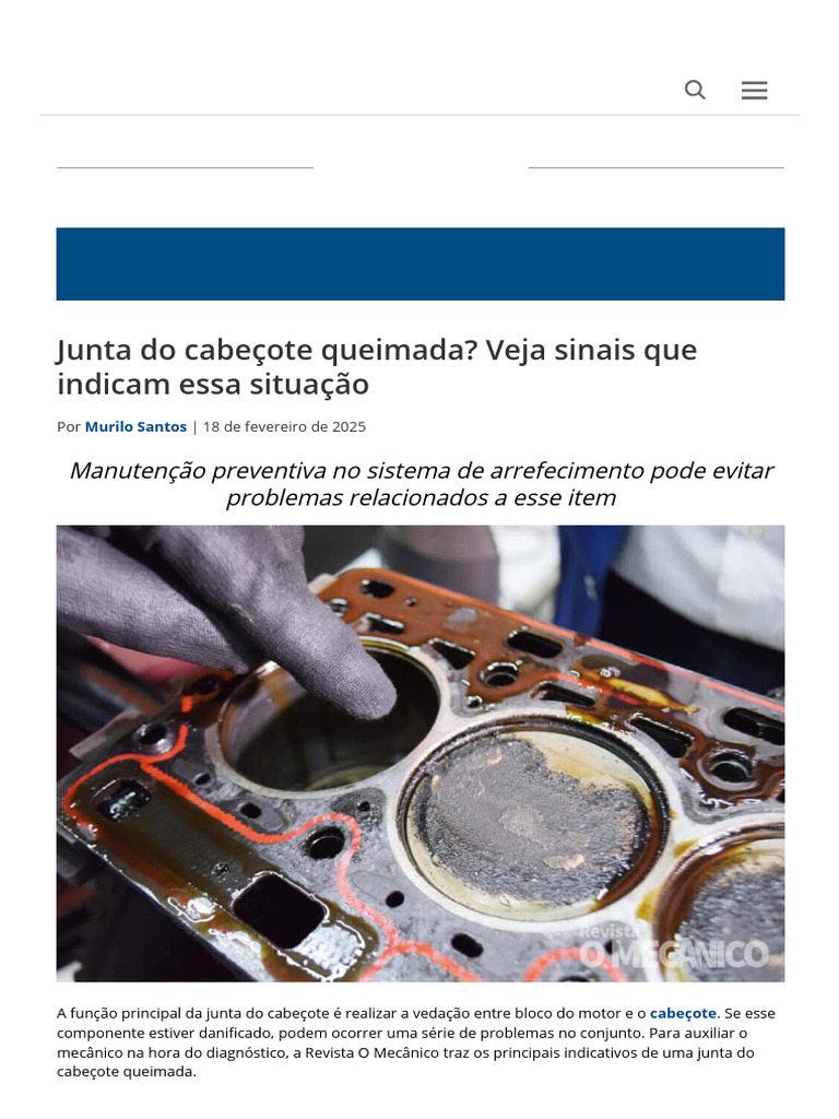Sinais de Junta do Cabeçote Queimada | PDF | Motores