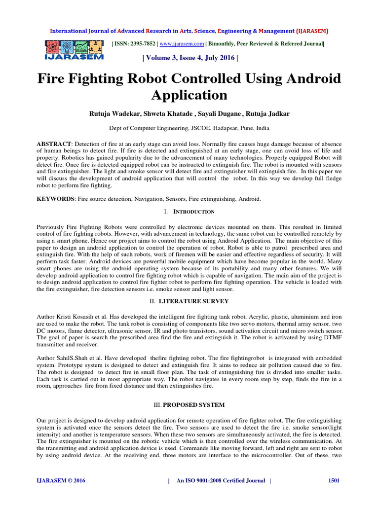 Android-Controlled Fire Fighting Robot | PDF | Microcontroller | Port ...