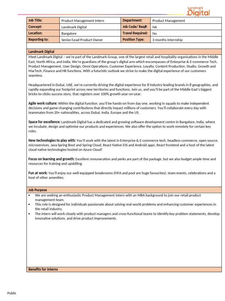 JD - Product Management Intern | PDF | Internship | Job Hunting