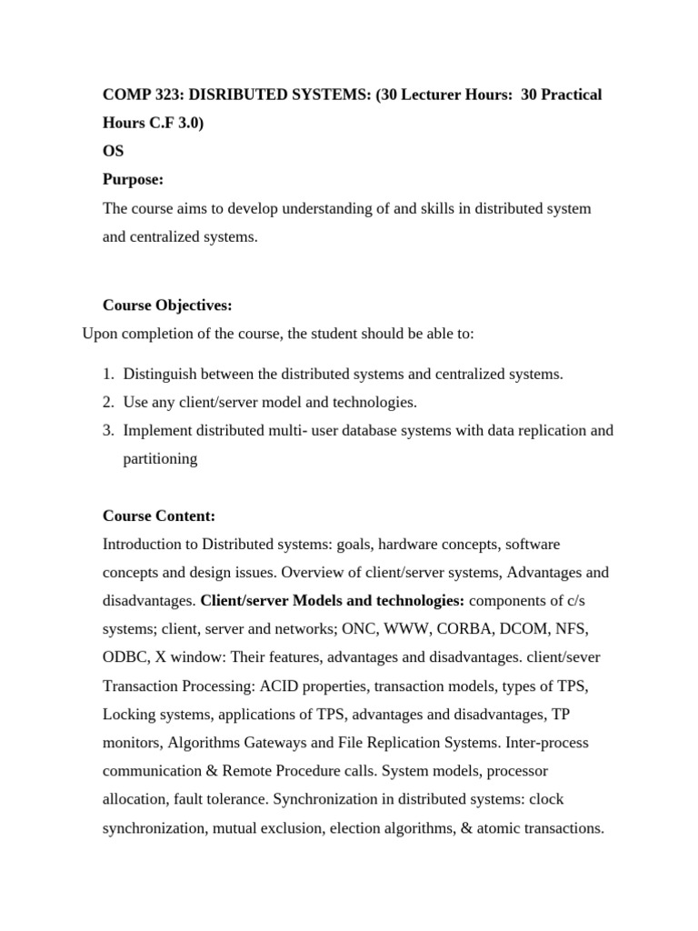 Distributed Systems Course Overview | PDF | Replication (Computing ...