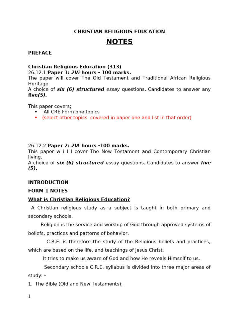 Overview of Christian Religious Education | PDF | Genesis Creation ...