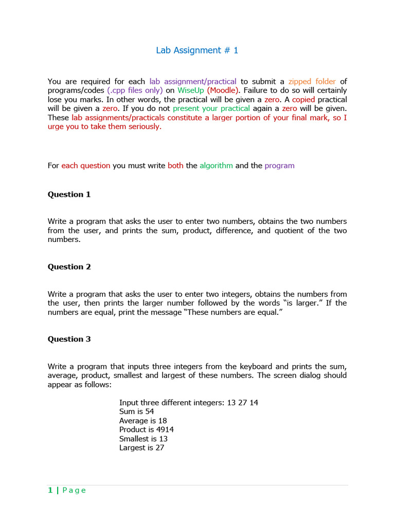 C++ Lab Assignment Programming Tasks | PDF | Integer | Circle