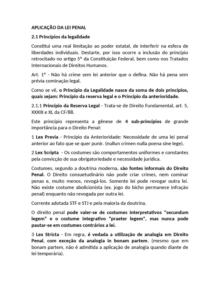 Princípios da Legalidade na Lei Penal | PDF | Crimes | Crime e Violência