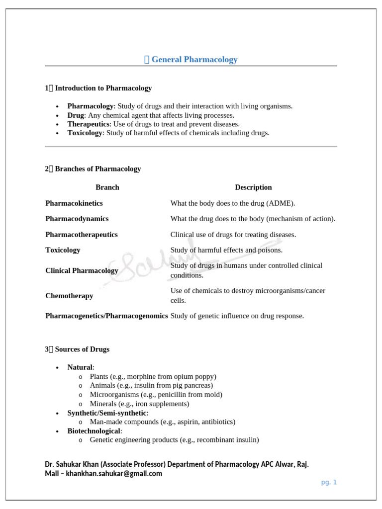 Overview of Pharmacology Principles | PDF | Drug Metabolism | Pharmacology