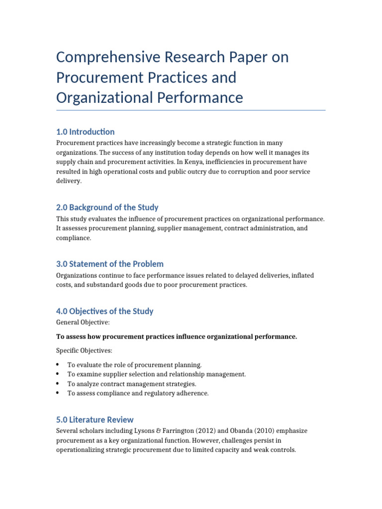 Impact of Procurement on Performance | PDF | Procurement | Regulatory ...