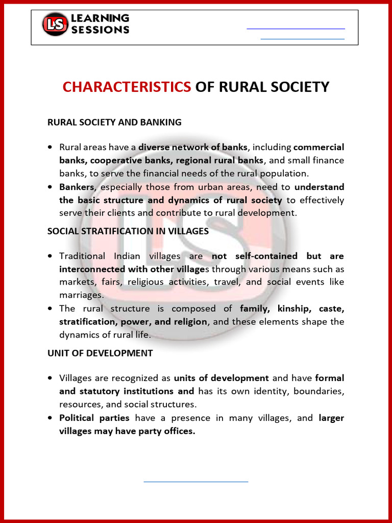 Characteristics of Rural Society | PDF | Government