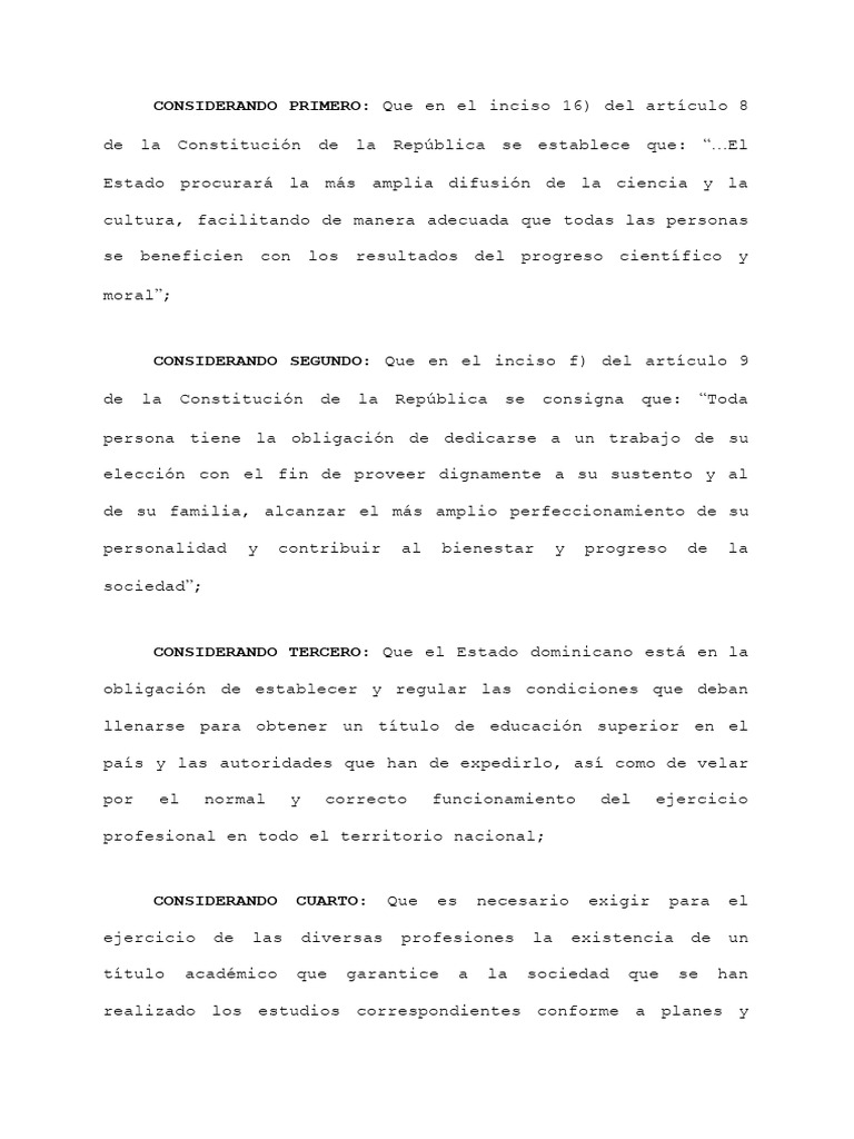 Ley de Exequátur para Profesionales en RD | PDF | Regulación | Estado ...