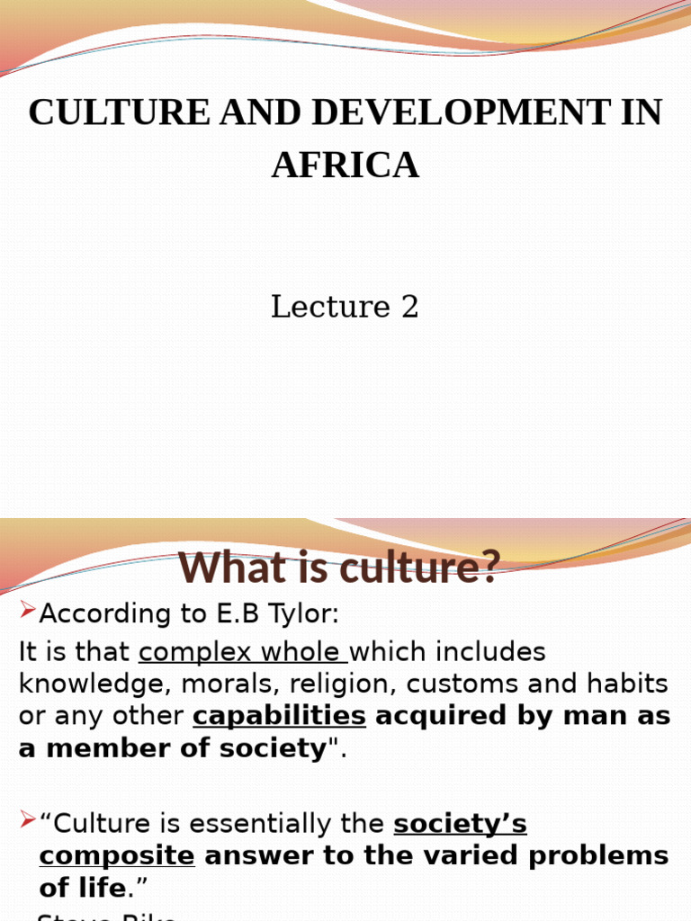 Gen 102 (3) Culture and Development in Africa | PDF | Teachers | Society