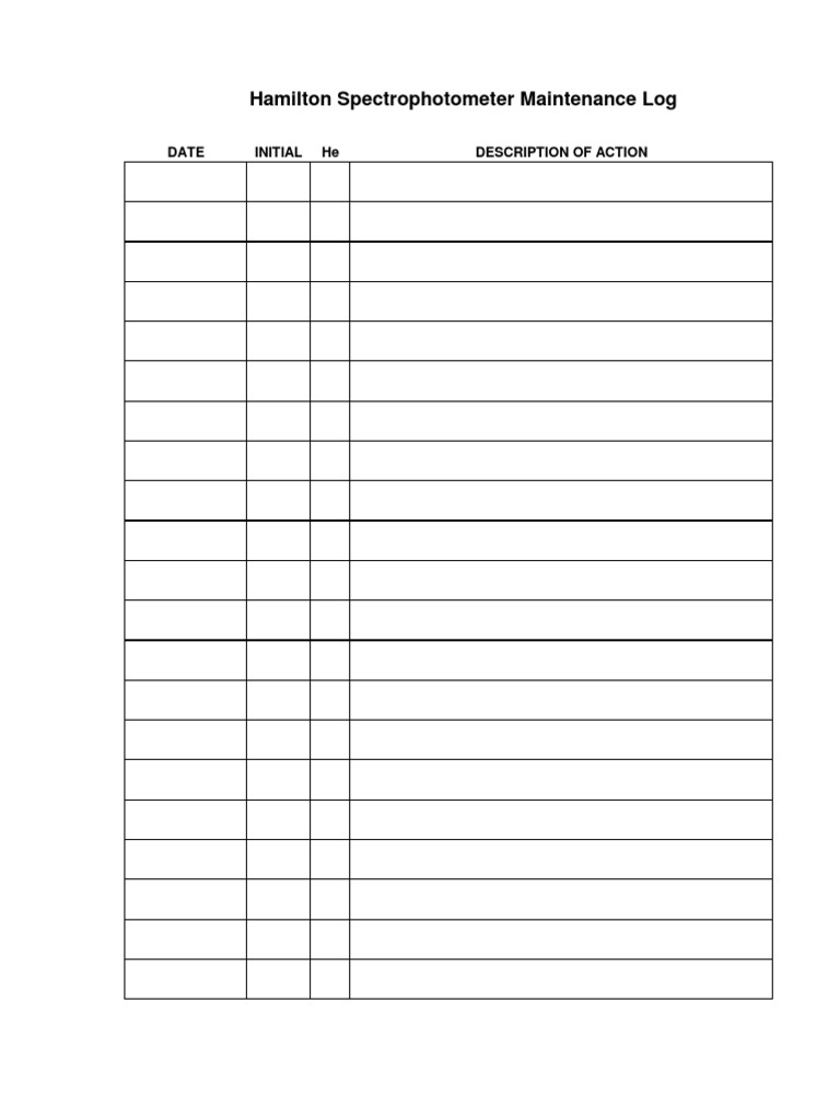 Hamilton Spectrophotometer Log | PDF
