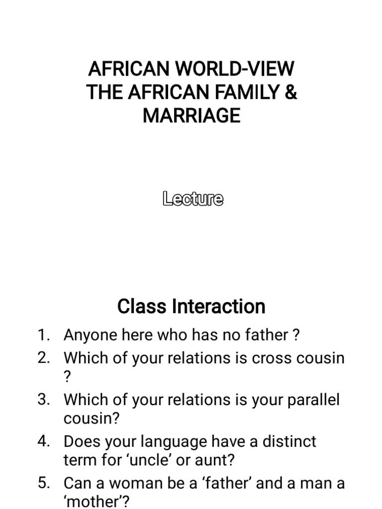 African Family and Marriage Dynamics | PDF | Marriage | Family