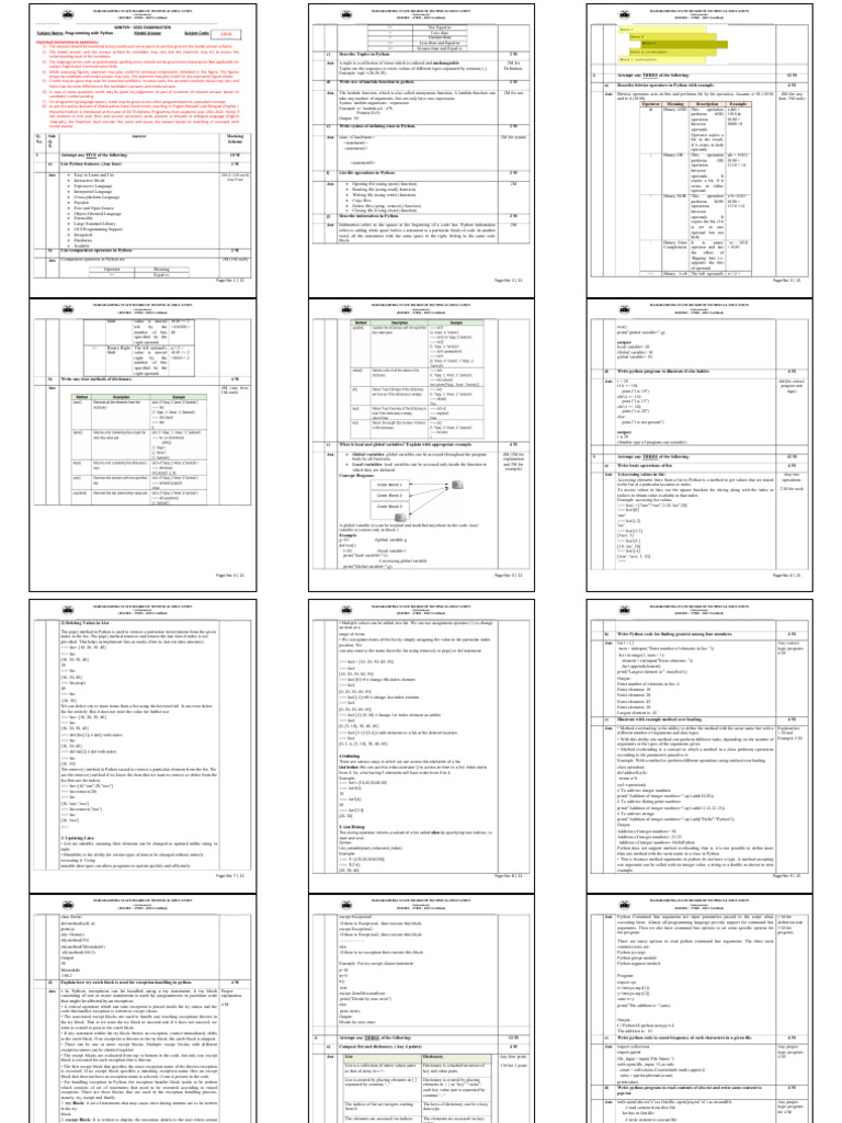 Python Programming Exam Model Answers | PDF | Anonymous Function ...