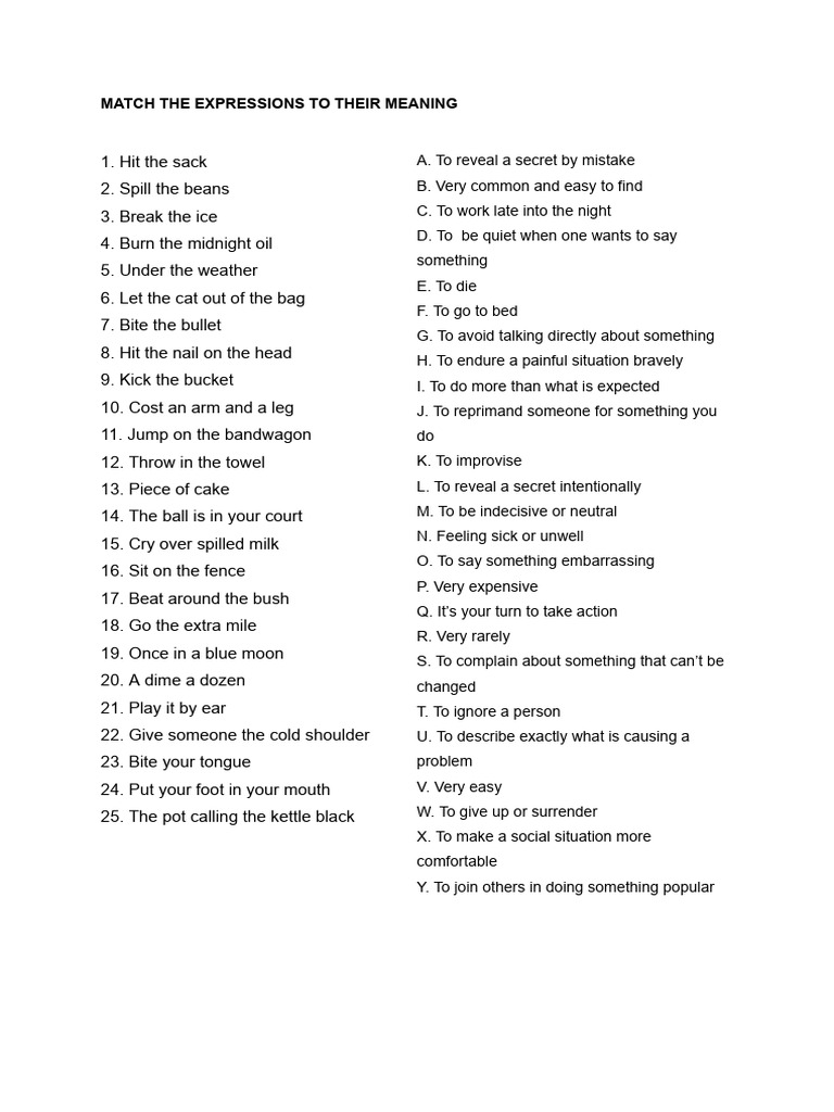 Match Expressions to Meanings | PDF