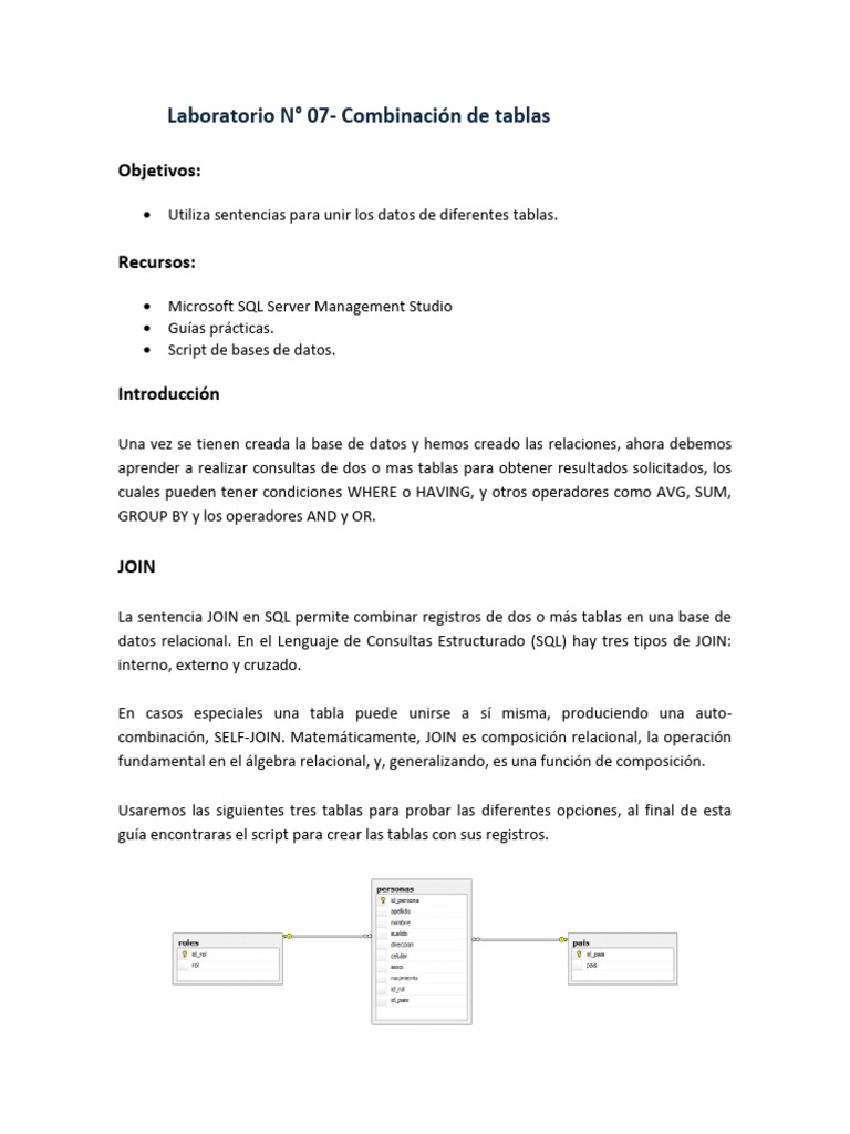 Tipos de JOIN en SQL para Consultas | PDF | SQL | Bases de datos
