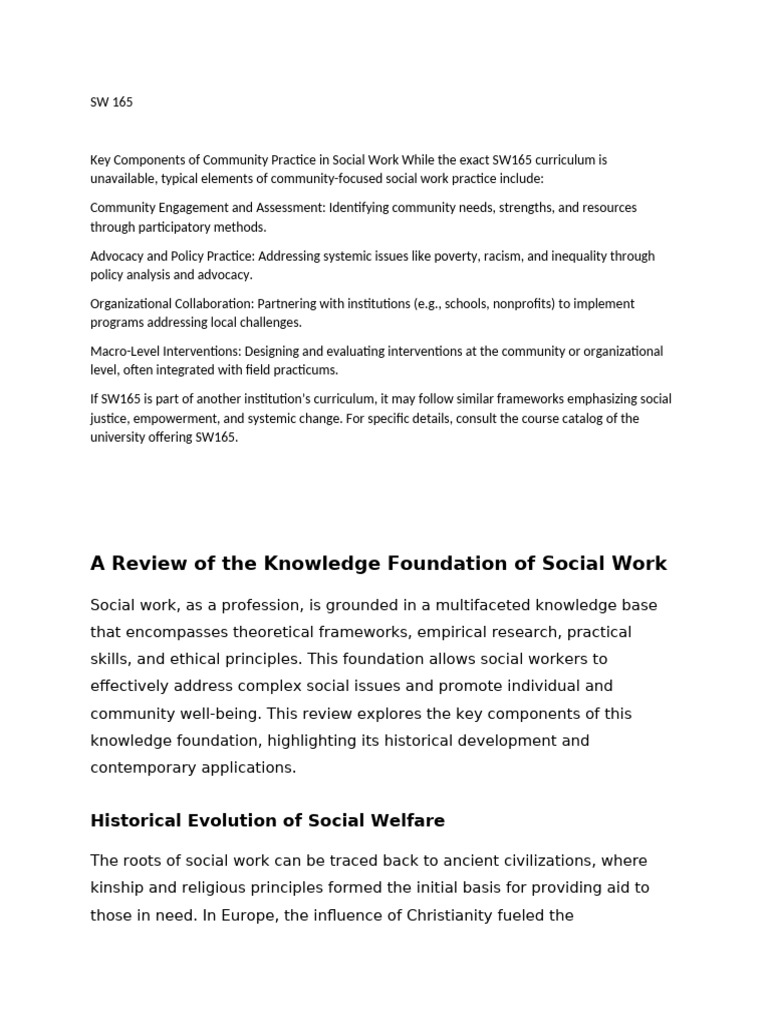 Key Components of Social Work Practice | PDF | Community | Social Work
