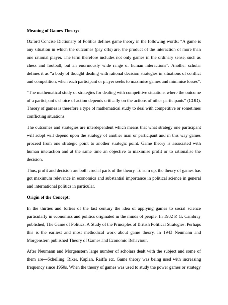 Understanding Game Theory Basics | PDF | Rationality | Game Theory