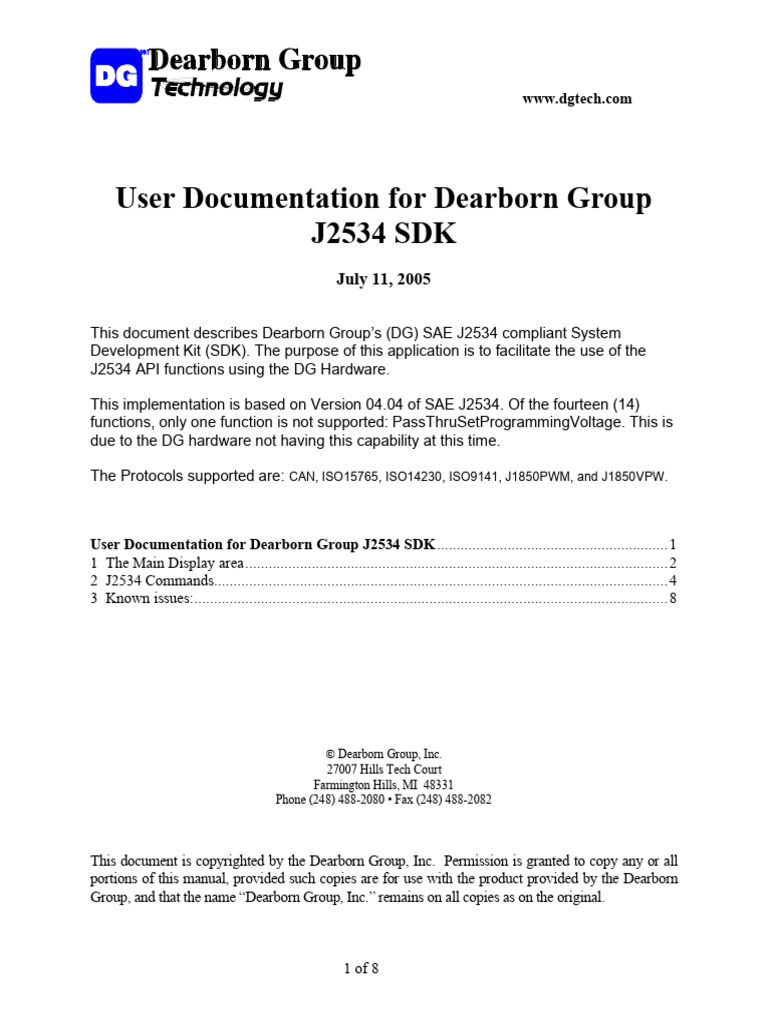 Dearborn Group J2534 SDK User Guide | PDF | Software Engineering ...