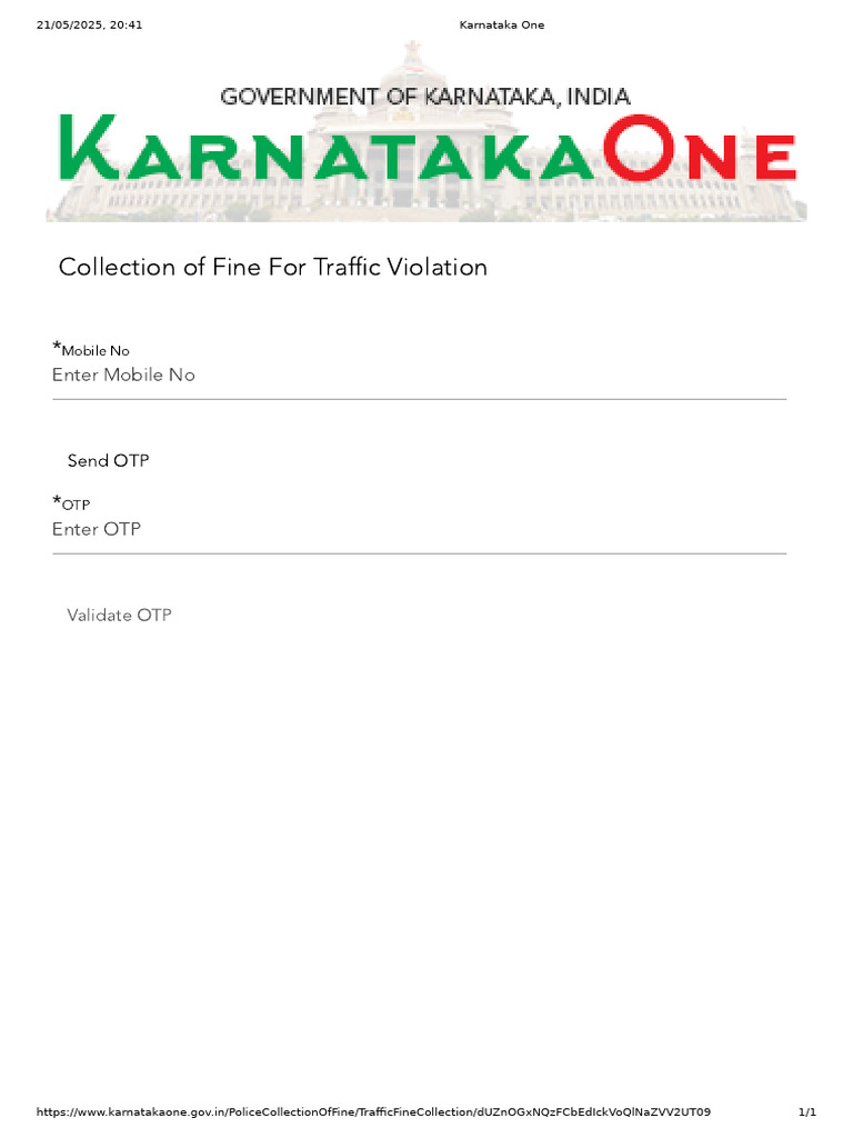 Karnataka One Traffic Fine Collection | PDF