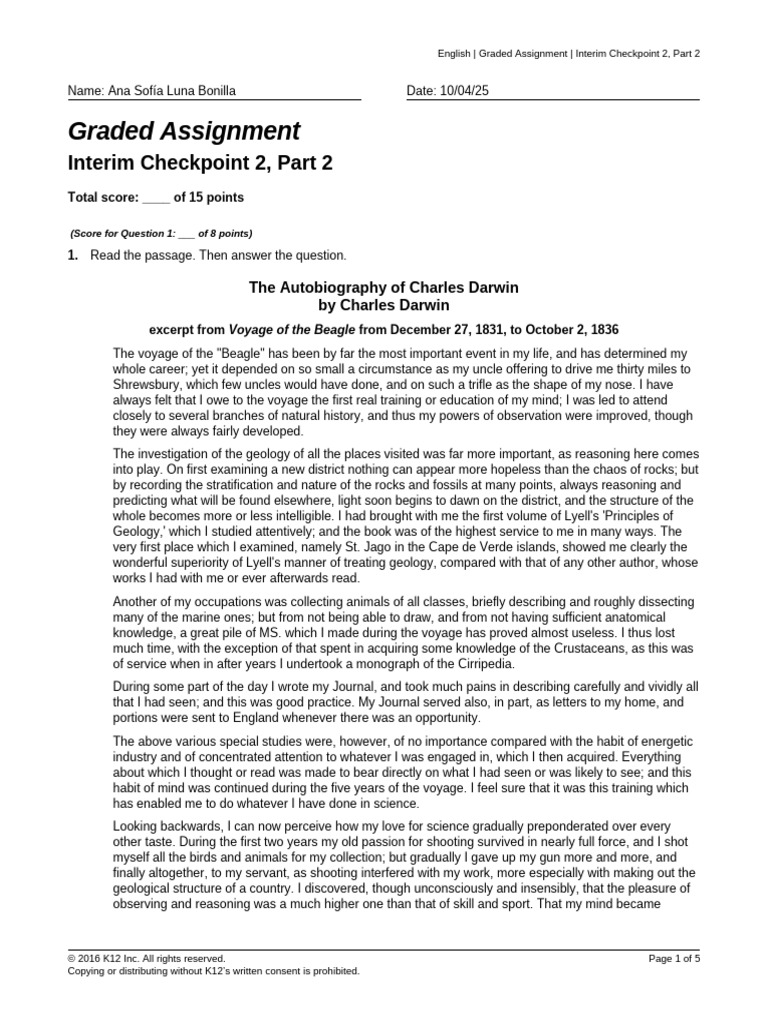 CheckP 2 Ana Luna | PDF | Charles Darwin