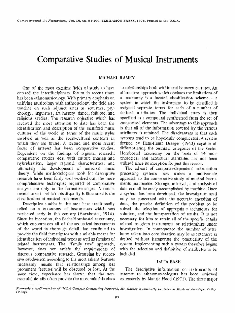 Comparative Studies of Musical Instrumen | PDF