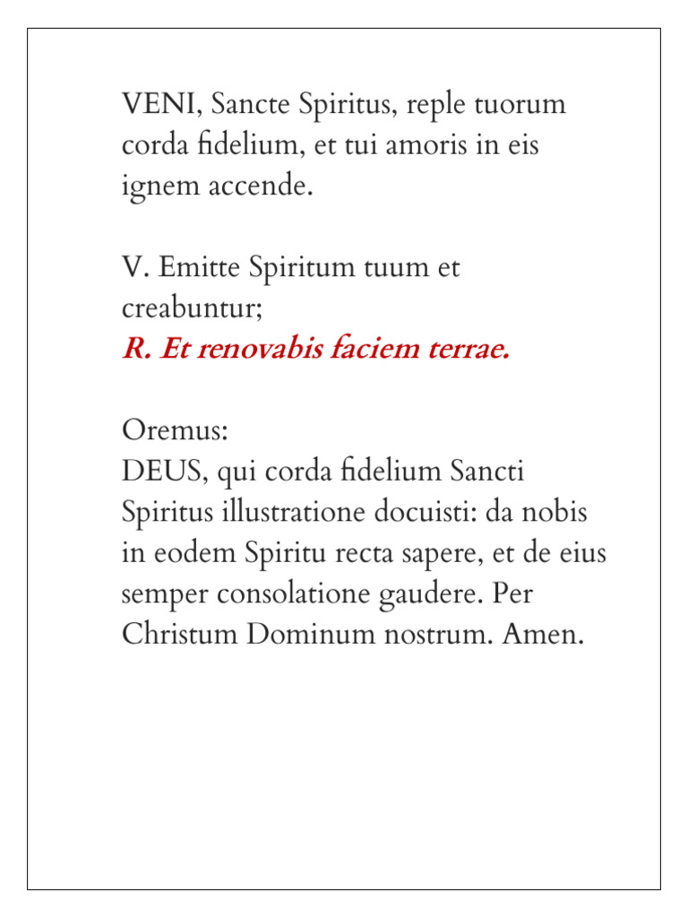 Veni Sancte Spiritus Oratio | PDF
