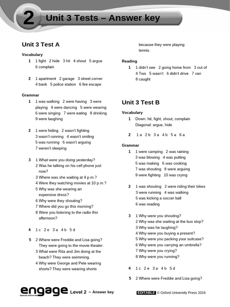 Unit 3 Test Answer Key | PDF