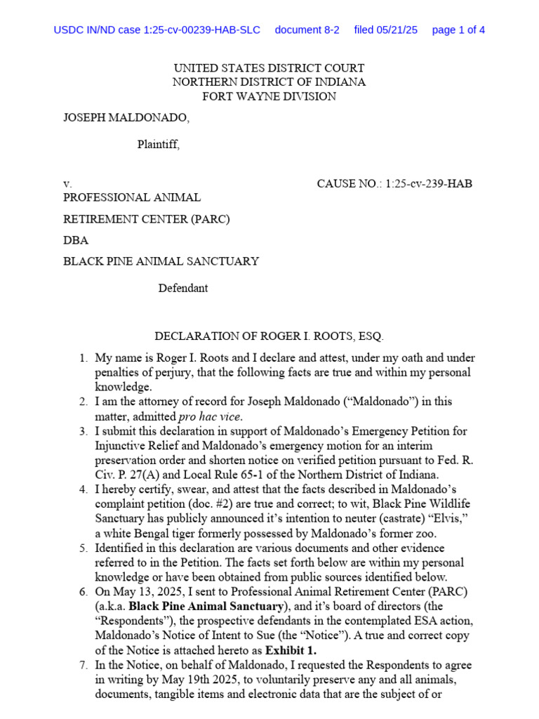 Declaration of Roger I. Roots, Esq. | PDF | Endangered Species Act Of ...