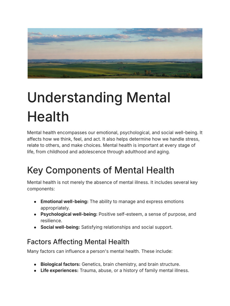 Understanding Mental Health | PDF | Mental Disorder | Mental Health