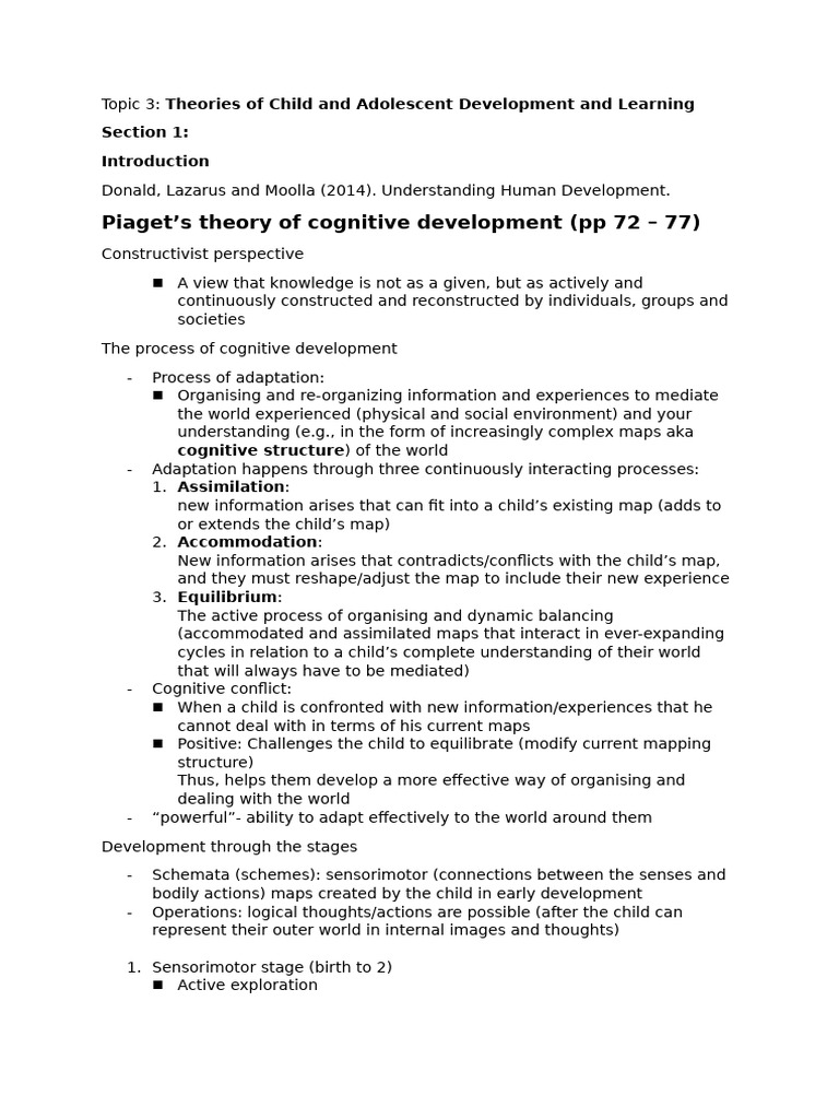 Child and Adolescent Development Theories | PDF | Constructivism ...