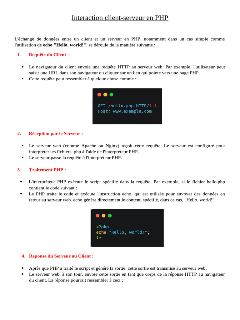 Interaction Client-Serveur en PHP | PDF