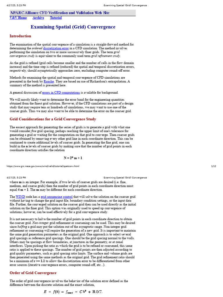Examining Spatial (Grid) Convergence | PDF | Logarithm | Computational ...