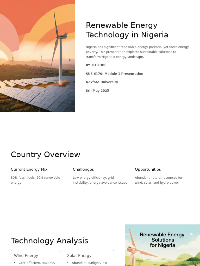 Renewable Energy Technology in Nigeria | PDF | Renewable Energy ...