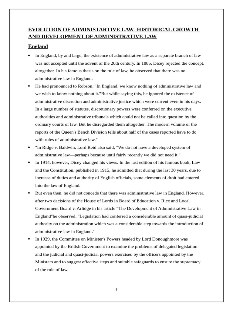 Historical Development of Administrative Law | PDF | Administrative Law ...