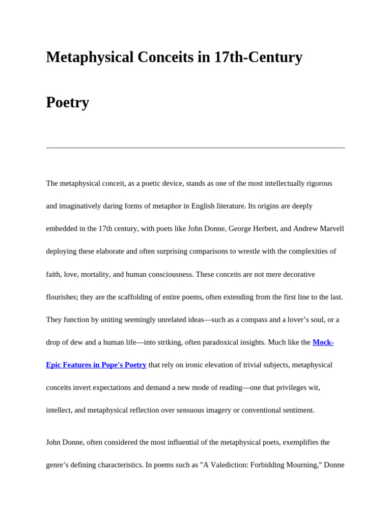 Metaphysical Conceits in 17th-Century Poetry | PDF | Poetry | Metaphor