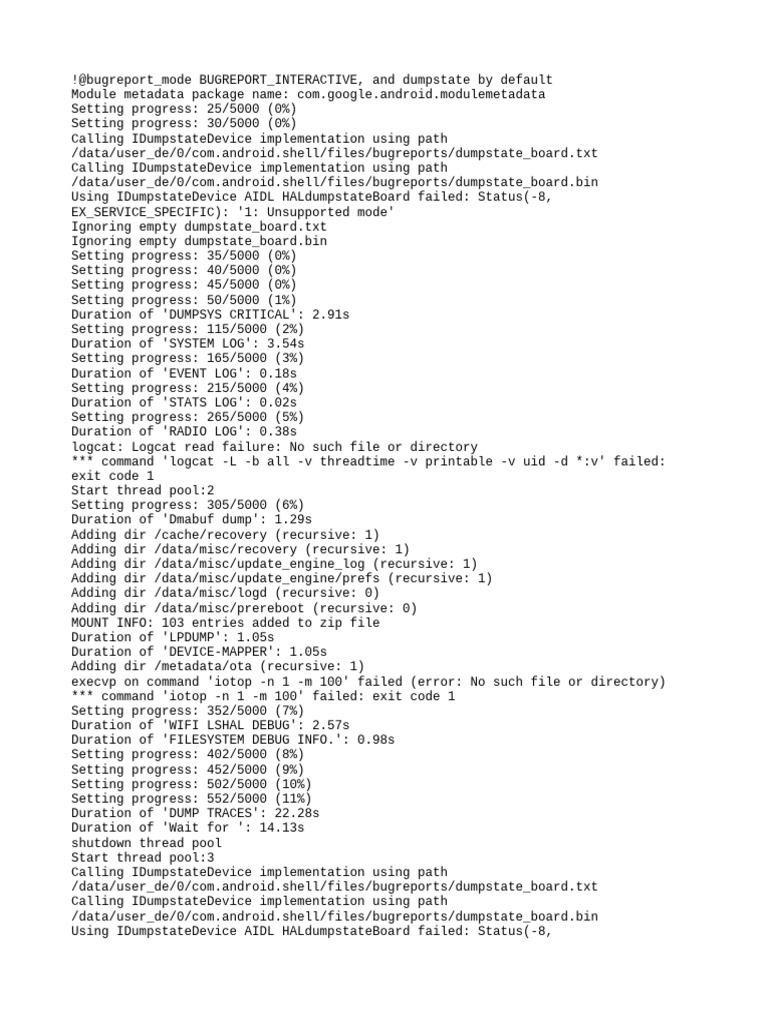 Dumpstate Log Analysis Report | PDF | Computing | Operating System ...