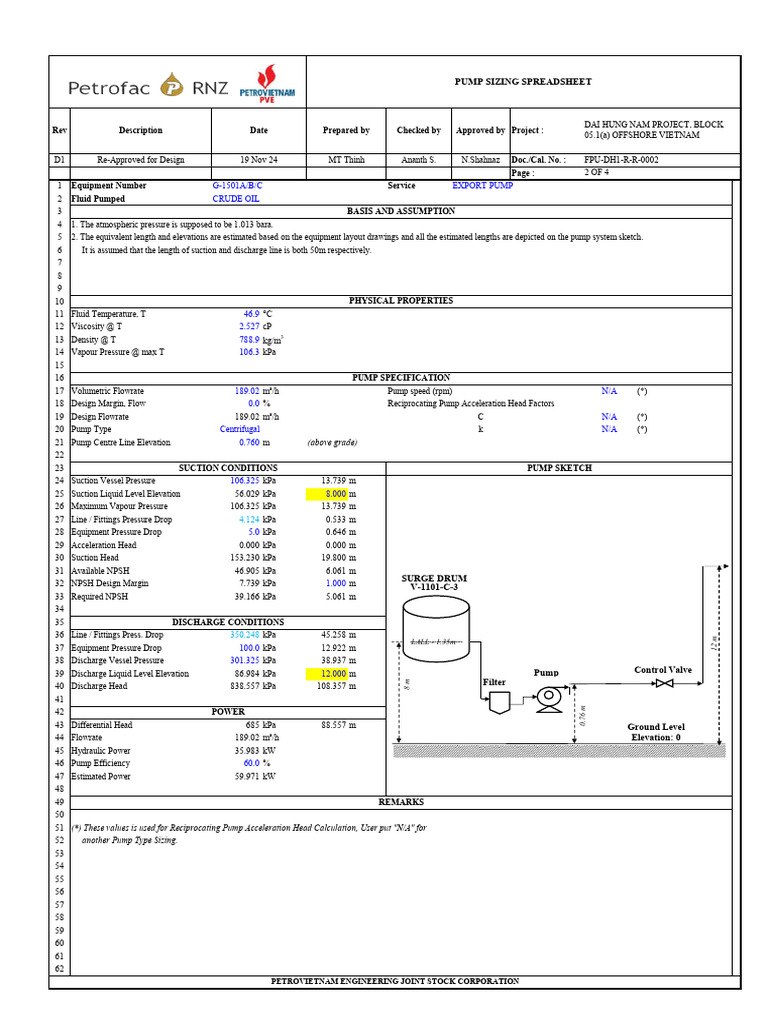Pump Sizing and Hydraulic Calculations | PDF | Pump | Liquids