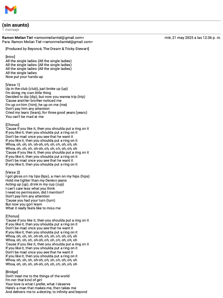 Beyoncé Song | PDF | American Pop Songs | American Songs
