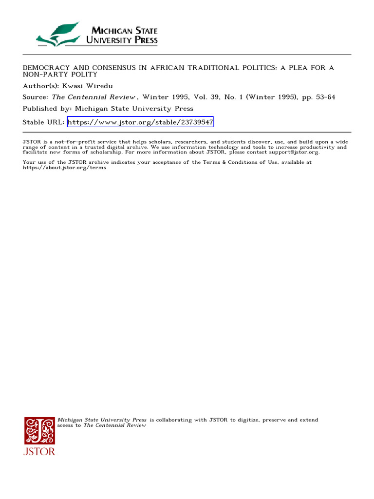 Consensus in African Traditional Politics | PDF | Consensus Decision ...
