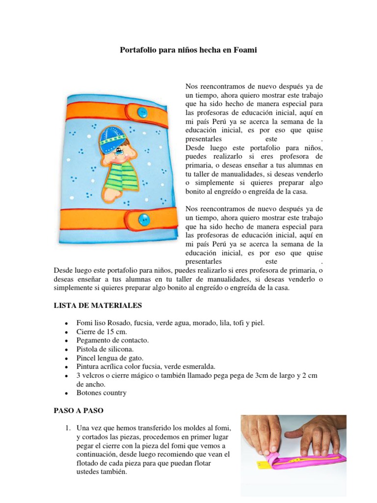 Portafolio para Niños en Foami | PDF | Ocio Deportes