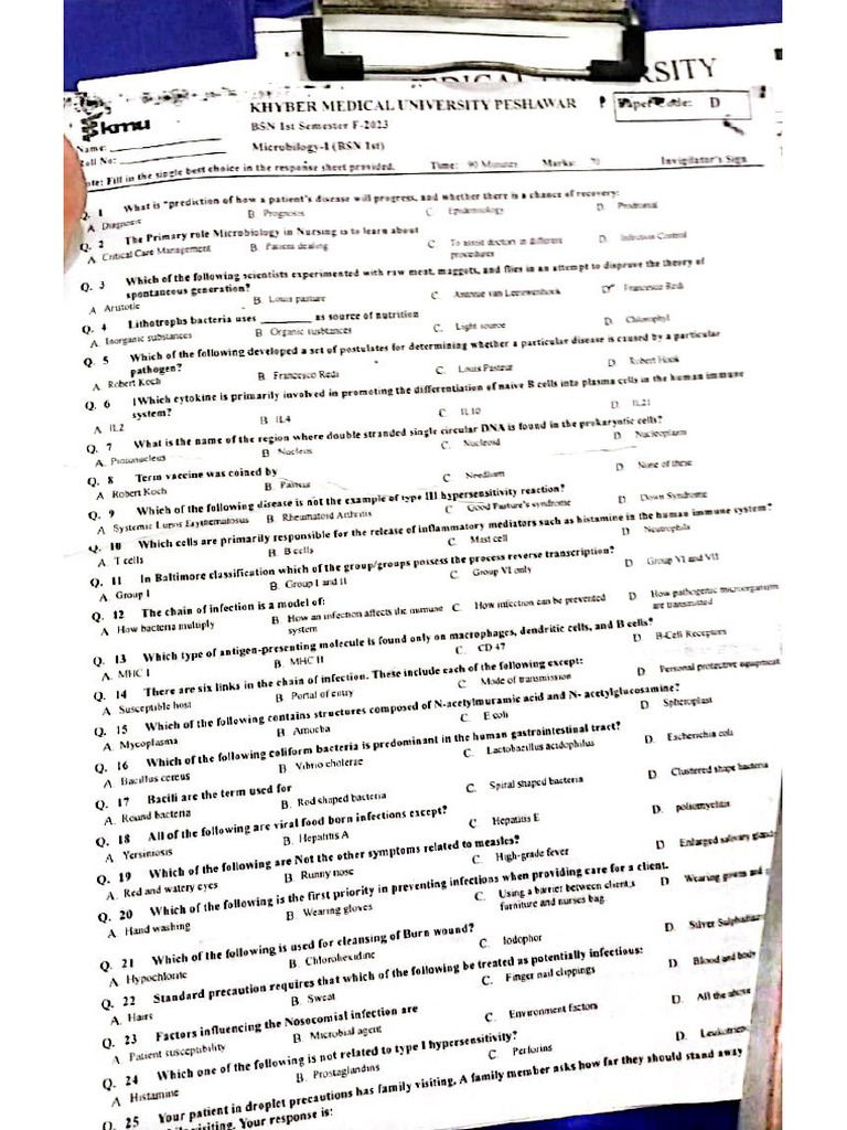 Microbiology 2024 Past Paper Pdf