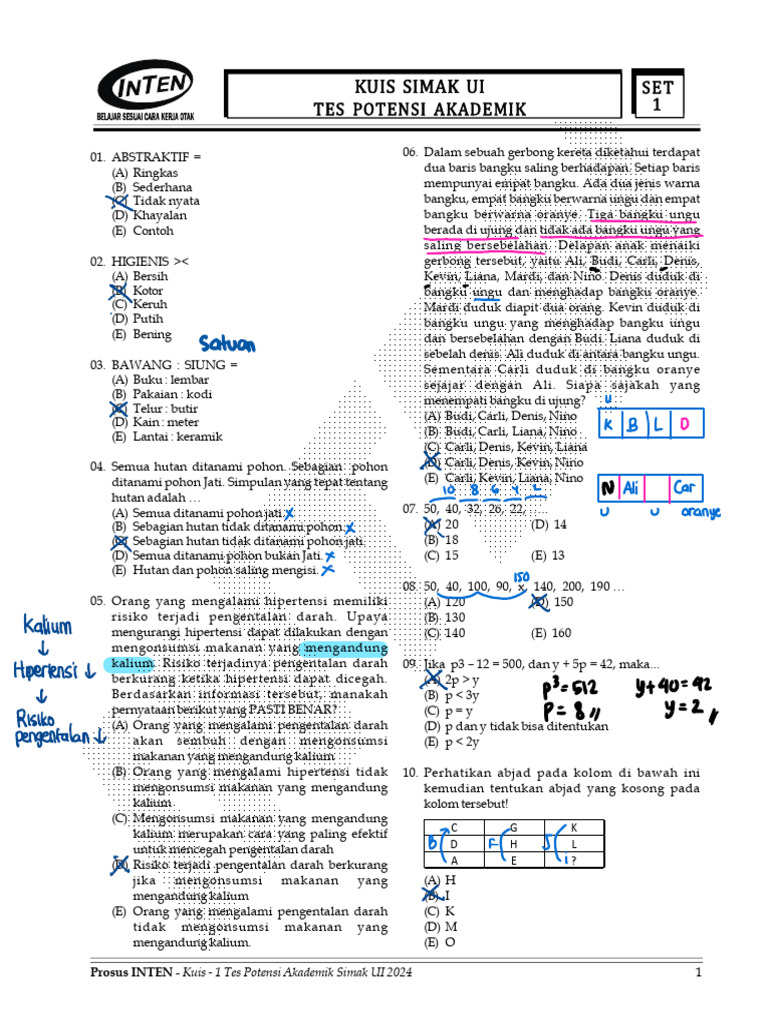 Kuis Tes Potensi Akademik SIMAK UI 2024 | PDF