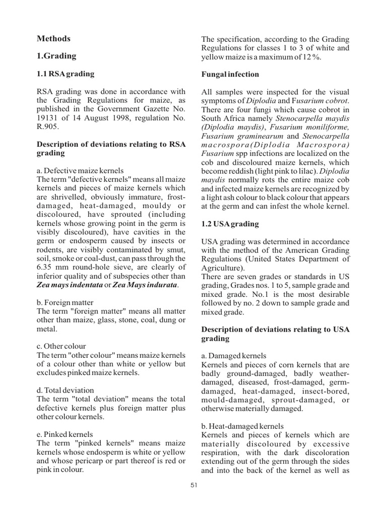 South Africa Maize Grading Standards | PDF | Maize | Seed