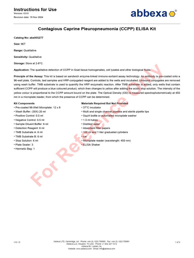 CCPP ELISA Kit Instructions for Use | PDF | Laboratories | Scientific ...